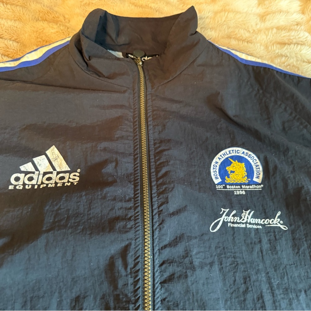 Vintage Boston Marathon 100 year anniversary Adidas Men's Navy Windbreaker